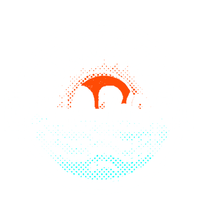 coco loco circular logo sunset rising with waves surf shop