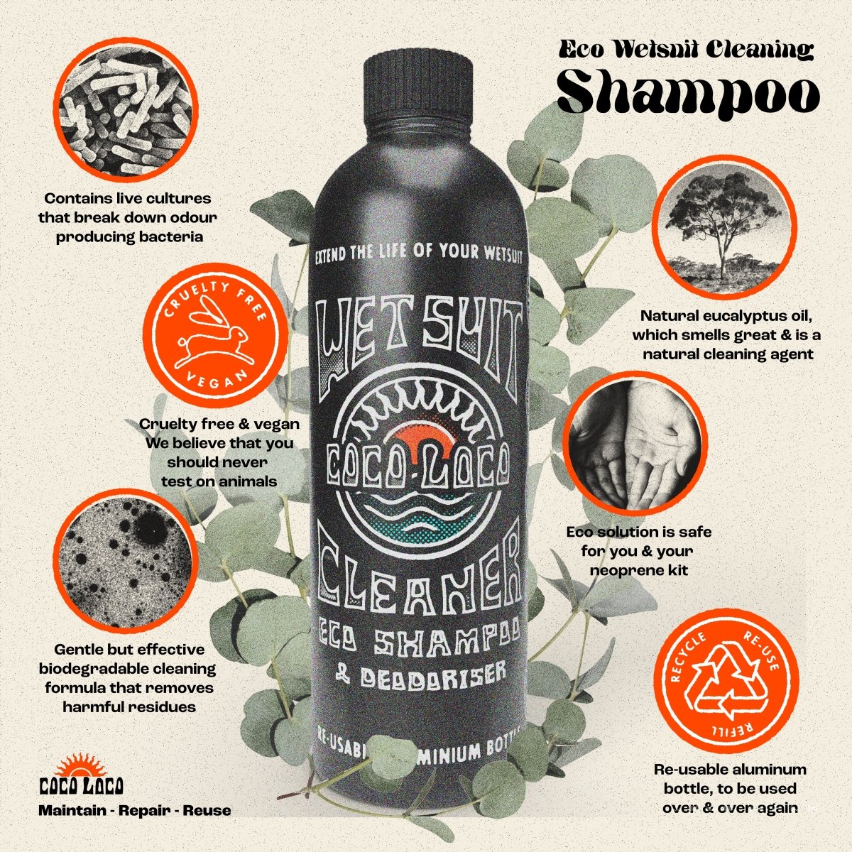 wco wetsuit cleaner shampoo whats in the bottle - coco loco