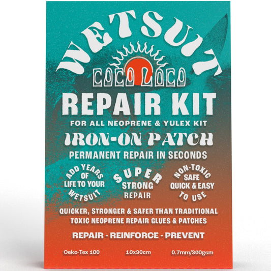 Coco Loco Wetsuit Repair Kit, Easy Iron On Patch For All Neoprene Wetsuits & Drysuit Kit (10x30cm) - Wetsuit cleaner