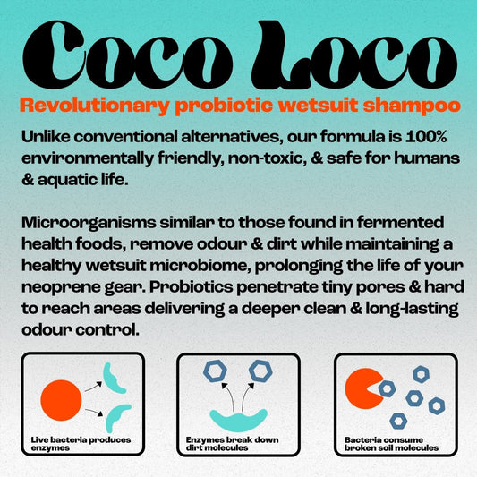 Eco Wetsuit Shampoo Cleaner & Deodoriser Spray For All Neoprene Kit & Wetsuits Sock Boots (250ml) - Coco Loco